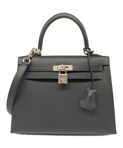 HERMES（エルメス）HERMES (エルメス) ケリー25 外縫い/Kelly25 Sellier/シルバー金具/ヴォーエプソン/ブラック/B刻印 ブラック サイズ:25の古着・服飾アイテム