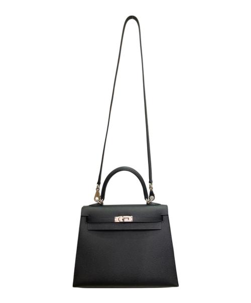 HERMES（エルメス）HERMES (エルメス) ケリー25 外縫い/Kelly25 Sellier/シルバー金具/ヴォーエプソン/ブラック/B刻印 ブラック サイズ:25の古着・服飾アイテム