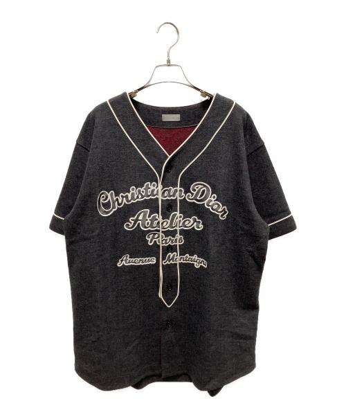 Dior（ディオール）Dior (ディオール) 21AW Atelier Baseball Shirt  アトリエ ウール ベースボールシャツ グレー サイズ:XLの古着・服飾アイテム