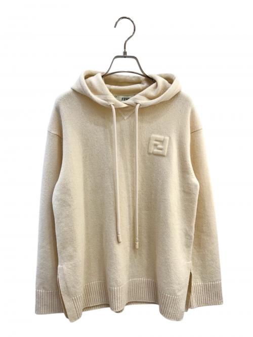 FENDI（フェンディ）FENDI (フェンディ) エンボスロゴニットパーカー ベージュ サイズ:36の古着・服飾アイテム