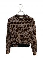 FENDIフェンディ）の古着「ズッカ柄 ニット」｜ブラウン×ブラック