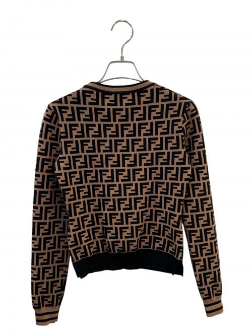 FENDI（フェンディ）FENDI (フェンディ) ズッカ柄 ニット ブラウン×ブラック サイズ:36の古着・服飾アイテム