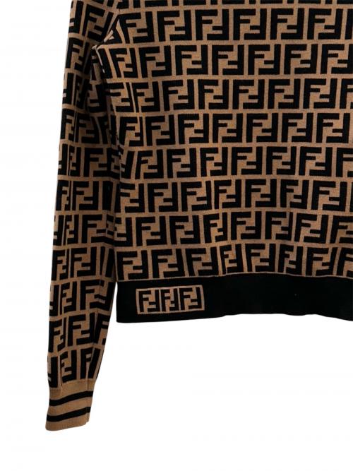 FENDI（フェンディ）FENDI (フェンディ) ズッカ柄 ニット ブラウン×ブラック サイズ:36の古着・服飾アイテム