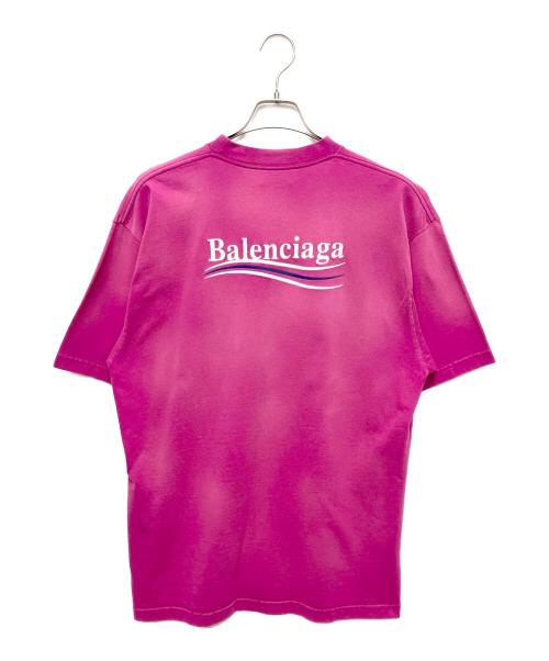 BALENCIAGA（バレンシアガ）BALENCIAGA (バレンシアガ) キャンペーンロゴ 加工Tシャツ ショッキングピンク サイズ:XXSの古着・服飾アイテム