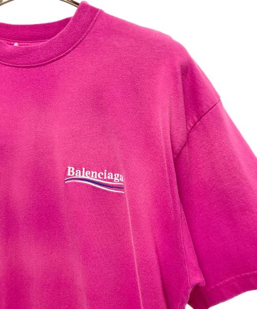 BALENCIAGA（バレンシアガ）BALENCIAGA (バレンシアガ) キャンペーンロゴ 加工Tシャツ ショッキングピンク サイズ:XXSの古着・服飾アイテム