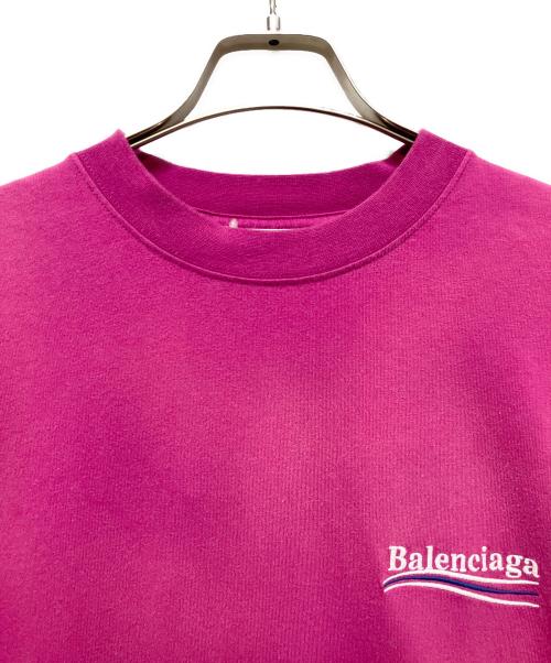 BALENCIAGA（バレンシアガ）BALENCIAGA (バレンシアガ) キャンペーンロゴ 加工Tシャツ ショッキングピンク サイズ:XXSの古着・服飾アイテム