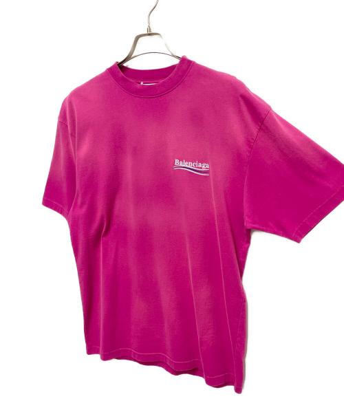 BALENCIAGA（バレンシアガ）BALENCIAGA (バレンシアガ) キャンペーンロゴ 加工Tシャツ ショッキングピンク サイズ:XXSの古着・服飾アイテム