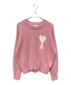 AMIPARISアミパリス）の古着「ハートロゴコットンニット」｜ピンク