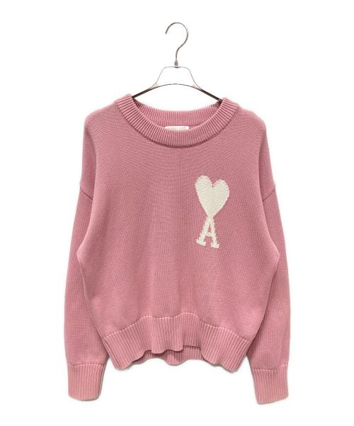 AMIPARIS（アミパリス）AMIPARIS (アミパリス) ハートロゴコットンニット ピンク サイズ:Lの古着・服飾アイテム