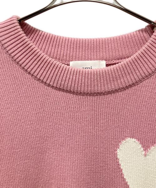 AMIPARIS（アミパリス）AMIPARIS (アミパリス) ハートロゴコットンニット ピンク サイズ:Lの古着・服飾アイテム