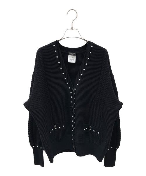 CHANEL（シャネル）CHANEL (シャネル) ココボタンパールトリムカーディガン ブラック サイズ:38の古着・服飾アイテム