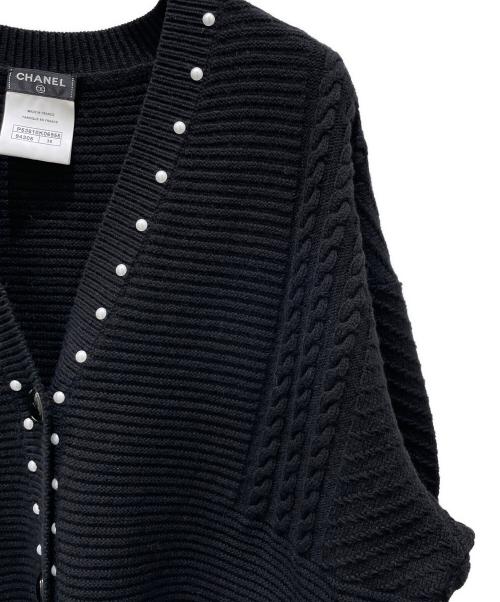 CHANEL（シャネル）CHANEL (シャネル) ココボタンパールトリムカーディガン ブラック サイズ:38の古着・服飾アイテム