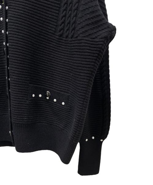 CHANEL（シャネル）CHANEL (シャネル) ココボタンパールトリムカーディガン ブラック サイズ:38の古着・服飾アイテム