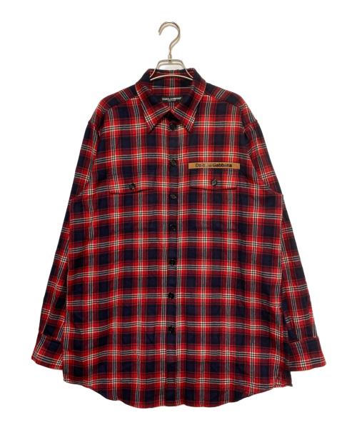 DOLCE & GABBANA（ドルチェ＆ガッバーナ）DOLCE & GABBANA (ドルチェ＆ガッバーナ) チェックネルシャツ レッド サイズ:46の古着・服飾アイテム