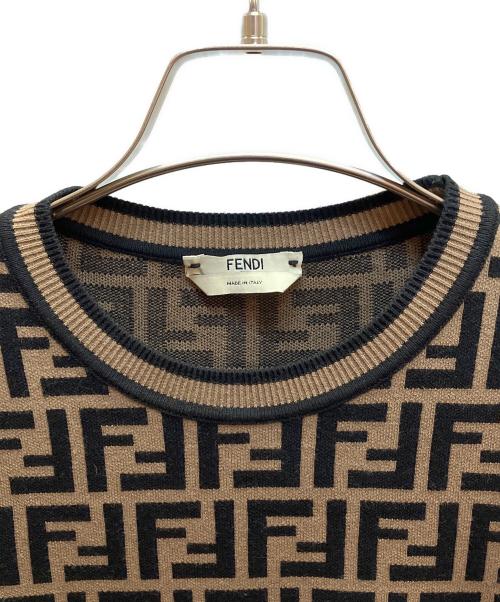 FENDI（フェンディ）FENDI (フェンディ) ズッカ柄 ニット ブラウン×ブラック サイズ:38の古着・服飾アイテム