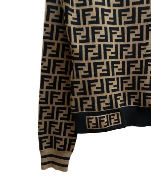 FENDI（フェンディ）FENDI (フェンディ) ズッカ柄 ニット ブラウン×ブラック サイズ:38の古着・服飾アイテム