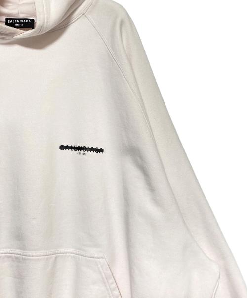 BALENCIAGA（バレンシアガ）BALENCIAGA (バレンシアガ) テーピングロゴ オーバーサイズ パーカー ピンク サイズ:Lの古着・服飾アイテム