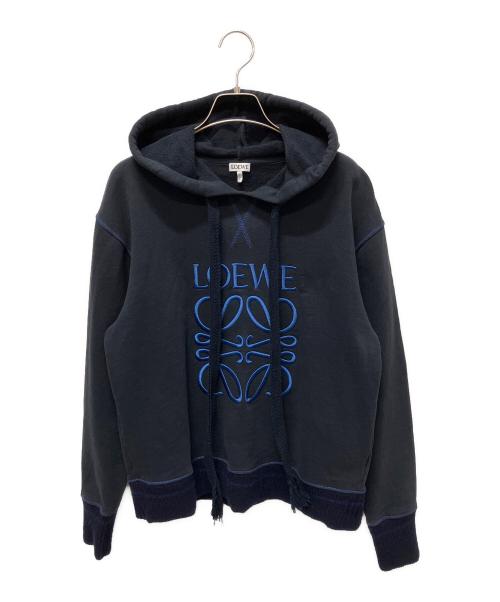LOEWE（ロエベ）LOEWE (ロエベ) アナグラム刺繍リブニットパーカー ネイビー サイズ:Ｓの古着・服飾アイテム