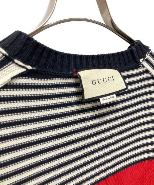 GUCCI（グッチ）GUCCI (グッチ) GGボーダー切替ニット ネイビー サイズ:Sの古着・服飾アイテム