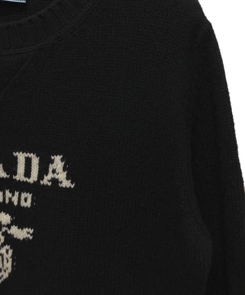 PRADA（プラダ）PRADA (プラダ) カシミヤ×ウール ロゴ ニットプルオーバー ブラック サイズ:42の古着・服飾アイテム