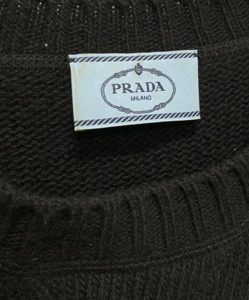 PRADA（プラダ）PRADA (プラダ) カシミヤ×ウール ロゴ ニットプルオーバー ブラック サイズ:42の古着・服飾アイテム
