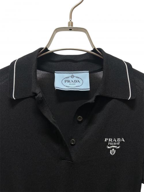 PRADA（プラダ）PRADA (プラダ) ニット切替ポロシャツワンピース ブラック サイズ:36の古着・服飾アイテム