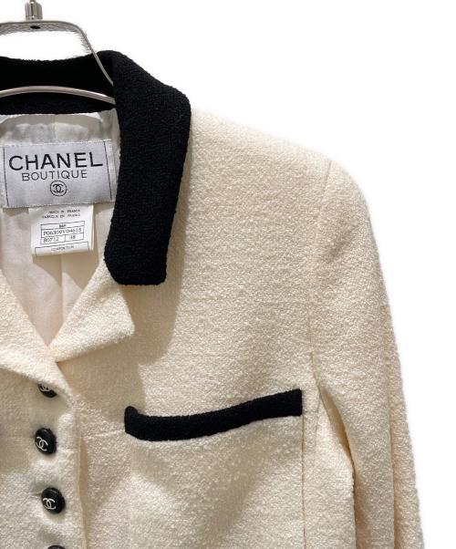 CHANEL（シャネル）CHANEL (シャネル) バイカラーツイードジャケット アイボリー×ブラック サイズ:38の古着・服飾アイテム