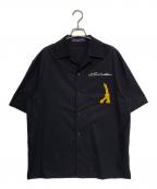 LOUIS VUITTONルイ ヴィトン）の古着「ロゴ刺繍オープンカラーシャツ」｜ブラック