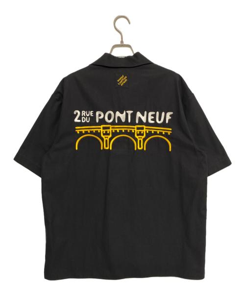 LOUIS VUITTON（ルイ ヴィトン）LOUIS VUITTON (ルイ ヴィトン) ロゴ刺繍オープンカラーシャツ ブラック サイズ:Lの古着・服飾アイテム