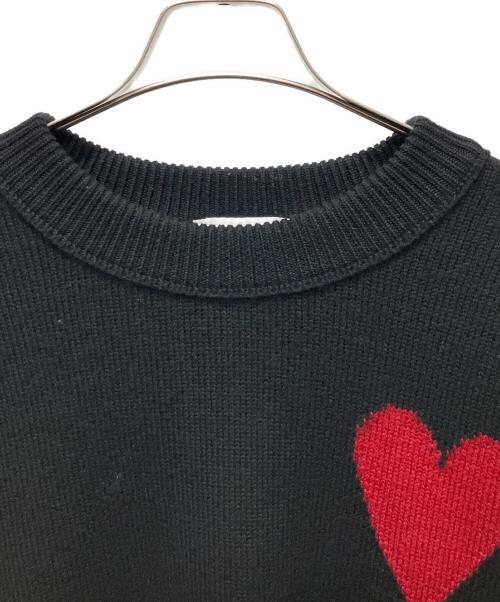 AMIPARIS（アミパリス）AMIPARIS (アミパリス) AMI ハートロゴ ニット プルオーバー ブラック×レッド サイズ:Mの古着・服飾アイテム
