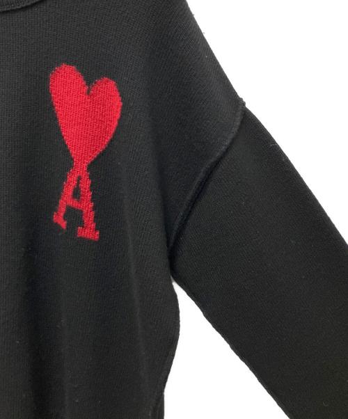 AMIPARIS（アミパリス）AMIPARIS (アミパリス) AMI ハートロゴ ニット プルオーバー ブラック×レッド サイズ:Mの古着・服飾アイテム