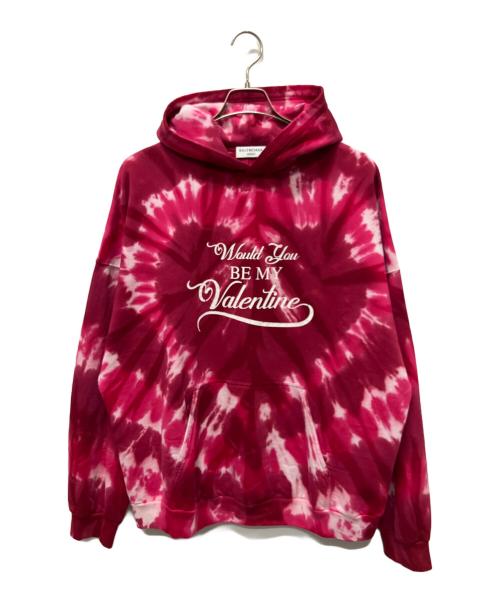BALENCIAGA（バレンシアガ）BALENCIAGA (バレンシアガ) クラックプリントタイダイプルオーバーパーカー ショッキングピンク サイズ:3の古着・服飾アイテム