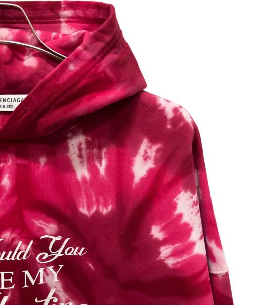 BALENCIAGA（バレンシアガ）BALENCIAGA (バレンシアガ) クラックプリントタイダイプルオーバーパーカー ショッキングピンク サイズ:3の古着・服飾アイテム
