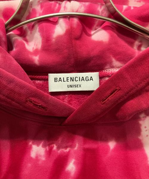 BALENCIAGA（バレンシアガ）BALENCIAGA (バレンシアガ) クラックプリントタイダイプルオーバーパーカー ショッキングピンク サイズ:3の古着・服飾アイテム