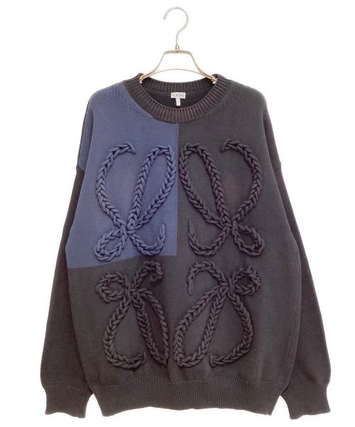 LOEWE（ロエベ）LOEWE (ロエベ) アナグラムケーブルロゴニット ネイビー×ブラック サイズ:Mの古着・服飾アイテム