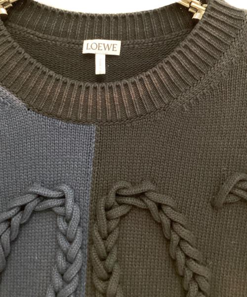 LOEWE（ロエベ）LOEWE (ロエベ) アナグラムケーブルロゴニット ネイビー×ブラック サイズ:Mの古着・服飾アイテム