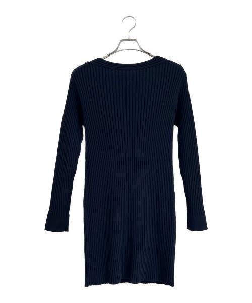CHANEL（シャネル）CHANEL (シャネル) ココボタンリブニットワンピース ネイビー サイズ:34の古着・服飾アイテム