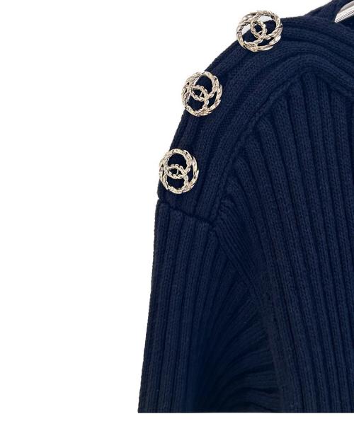 CHANEL（シャネル）CHANEL (シャネル) ココボタンリブニットワンピース ネイビー サイズ:34の古着・服飾アイテム