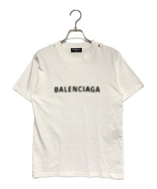 BALENCIAGA（バレンシアガ）BALENCIAGA (バレンシアガ) ダメージ加工ロゴTシャツ ホワイト サイズ:XSの古着・服飾アイテム