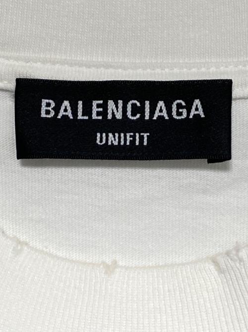 BALENCIAGA（バレンシアガ）BALENCIAGA (バレンシアガ) ダメージ加工ロゴTシャツ ホワイト サイズ:XSの古着・服飾アイテム