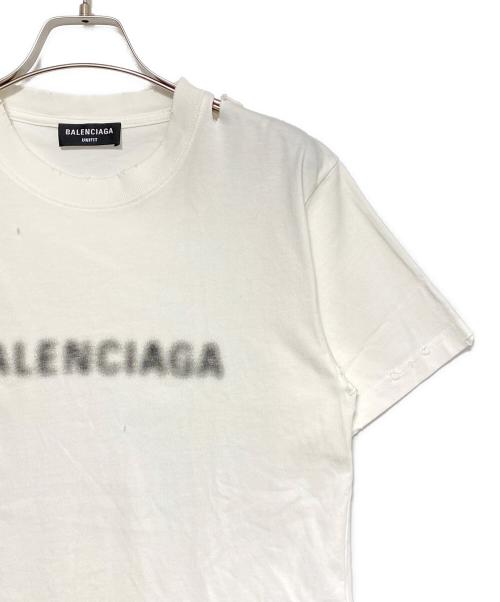 BALENCIAGA（バレンシアガ）BALENCIAGA (バレンシアガ) ダメージ加工ロゴTシャツ ホワイト サイズ:XSの古着・服飾アイテム