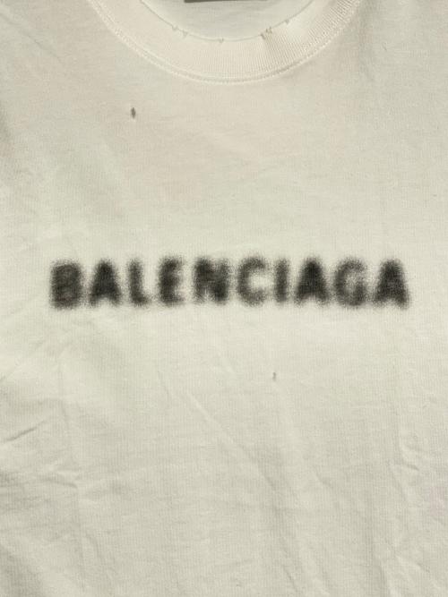 BALENCIAGA（バレンシアガ）BALENCIAGA (バレンシアガ) ダメージ加工ロゴTシャツ ホワイト サイズ:XSの古着・服飾アイテム