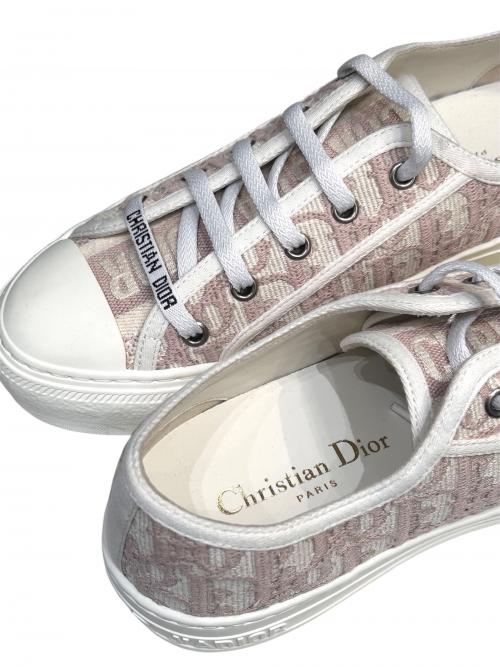 Christian Dior（クリスチャン ディオール）Christian Dior (クリスチャン ディオール) Walk'n'Dior スニーカー ディオール オブリーク エンブロイダリー コットン ピンク サイズ:38.5の古着・服飾アイテム
