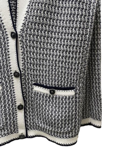 CHANEL（シャネル）CHANEL (シャネル) ココボタンニットジャケット ネイビー×ホワイト サイズ:38の古着・服飾アイテム