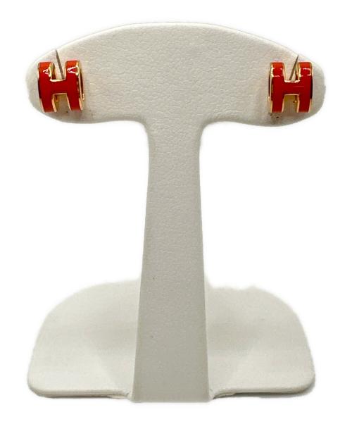 HERMES（エルメス）HERMES (エルメス) ミニポップアッシュHピアス レッド×ゴールドの古着・服飾アイテム