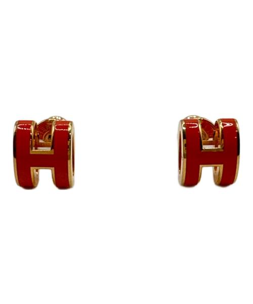 HERMES（エルメス）HERMES (エルメス) ミニポップアッシュHピアス レッド×ゴールドの古着・服飾アイテム