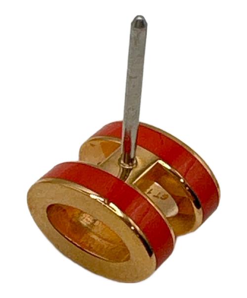 HERMES（エルメス）HERMES (エルメス) ミニポップアッシュHピアス レッド×ゴールドの古着・服飾アイテム