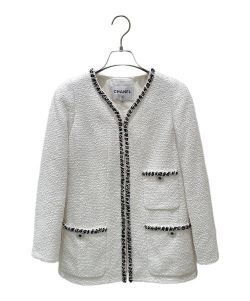 CHANEL（シャネル）CHANEL (シャネル) ココボタンツイードジャケット ホワイト サイズ:34の古着・服飾アイテム