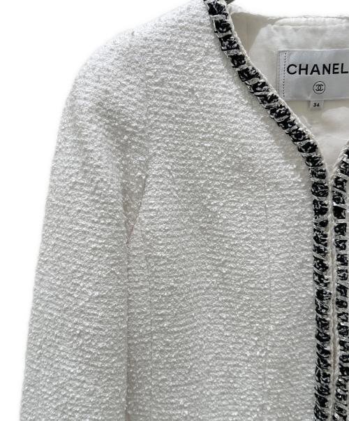 CHANEL（シャネル）CHANEL (シャネル) ココボタンツイードジャケット ホワイト サイズ:34の古着・服飾アイテム