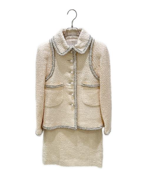 CHANEL（シャネル）CHANEL (シャネル) ココボタンツイードセットアップ アイボリー サイズ:36の古着・服飾アイテム